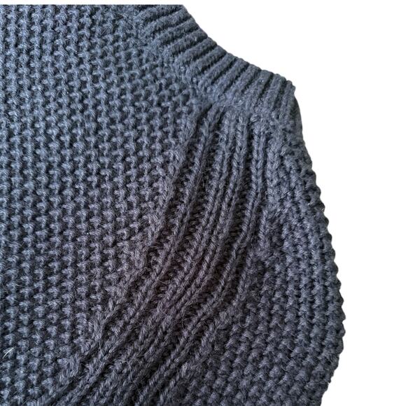 Sandro Alpaca Wool Cable Knit Sweater Navy Blue sz 3 US L - Picture 4 of 8